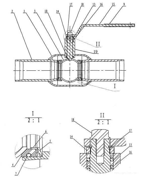 全焊接球閥結構示意圖 全焊接球閥結構示意圖